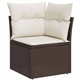 Set Divano da Giardino 9 pcs Marrone e crema polyrattan