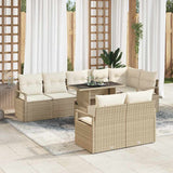 Set Divano da Giardino 9 pcs Beige e Crema polyrattan