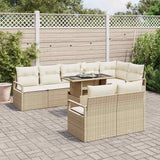 Set Divano da Giardino 9 pcs Beige e Crema polyrattan