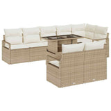 Set Divano da Giardino 9 pcs Beige e Crema polyrattan