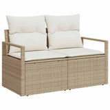 Set Divano da Giardino 9 pcs Beige e Crema polyrattan