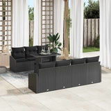 Set Divano da Giardino con cuscino 8 pcs Nero polyrattan