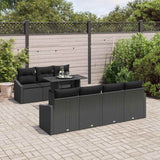 Set Divano da Giardino con cuscino 8 pcs Nero polyrattan
