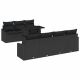 Set Divano da Giardino con cuscino 8 pcs Nero polyrattan