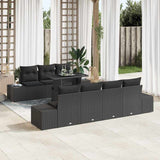 Set di divani con cuscino 8 pcs Nero polyrattan
