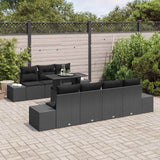 Set di divani con cuscino 8 pcs Nero polyrattan