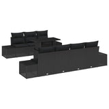 Set di divani con cuscino 8 pcs Nero polyrattan
