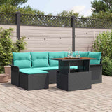 Set Divano da Giardino con cuscino 7 pcs Nero e blu