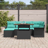 Set Divano da Giardino con cuscino 7 pcs Nero e blu