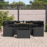 Set Divano da Giardino con cuscino 7 pcs Nero