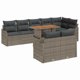 Set Divano da Giardino con cuscino 9 pcs Grigio