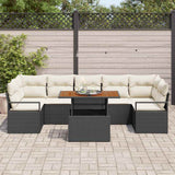 Set Divano da Giardino con cuscino 8 pcs Nero e Crema