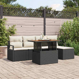 Set Divano da Giardino 6 pcs Nero e Crema
