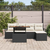 Set da Pranzo per Giardino con cuscino 6 pcs Nero e Crema
