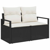 Set da Pranzo per Giardino con cuscino 6 pcs Nero e Crema