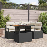 Set da Pranzo per Giardino con cuscino 5 pcs Nero e Crema