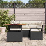 Set da Pranzo per Giardino con cuscino 5 pcs Nero e Crema