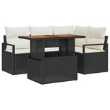 Set da Pranzo per Giardino con cuscino 5 pcs Nero e Crema