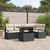 Set da Pranzo per Giardino con cuscino 6 pcs Nero e Crema