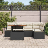 Set da Pranzo per Giardino con cuscino 6 pcs Nero e Crema