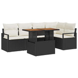Set da Pranzo per Giardino con cuscino 6 pcs Nero e Crema