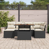 Set da Pranzo per Giardino con cuscino 7 pcs Nero e Crema