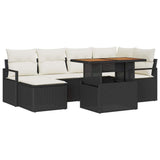 Set da Pranzo per Giardino con cuscino 7 pcs Nero e Crema