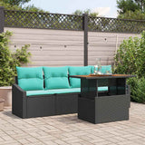 Set Divano da Giardino 5 pz 4-Numero di posti Nero e Teal