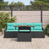 Set Divano da Giardino 5 pz 4-Numero di posti Nero e Teal