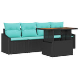 Set Divano da Giardino 5 pz 4-Numero di posti Nero e Teal