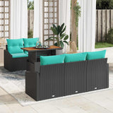 Set Divano da Giardino 6 pz 5-Numero di posti Nero e Teal