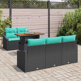 Set Divano da Giardino 6 pz 5-Numero di posti Nero e Teal