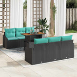 Set Divano da Giardino 7 pz 6-Numero di posti Nero e Teal