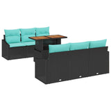 Set Divano da Giardino 7 pz 6-Numero di posti Nero e Teal