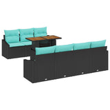 Set Divano da Giardino 8 pz 7-Numero di posti Nero e Teal