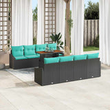Set Divano da Giardino 9 pz 8-Numero di posti Nero e Teal