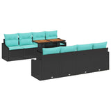 Set Divano da Giardino 9 pz 8-Numero di posti Nero e Teal