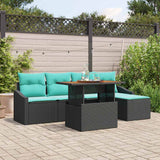 Set Divano da Giardino 6 pcs Nero e Teal