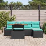 Set Divano da Giardino 6 pcs Nero e Teal