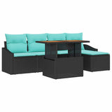 Set Divano da Giardino 6 pcs Nero e Teal
