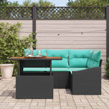 Set Divano da Giardino 5 pz 4-Numero di posti Nero e Teal