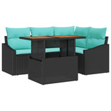 Set Divano da Giardino 5 pz 4-Numero di posti Nero e Teal