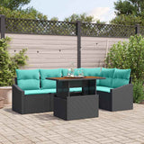 Set Divano da Giardino 6 pz 5-Numero di posti Nero e Teal