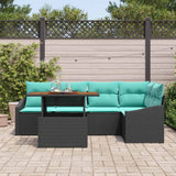 Set Divano da Giardino 6 pz 5-Numero di posti Nero e Teal