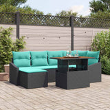 Set Divano da Giardino 7 pcs Nero e Teal