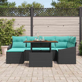 Set Divano da Giardino 7 pcs Nero e Teal