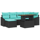Set Divano da Giardino 7 pcs Nero e Teal