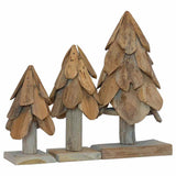 Albero di Natale 3 pcs Marrone Legno massello di teak