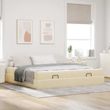 Struttura letto con materasso con materasso 2 pcs Crema Tessuto