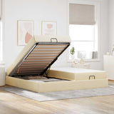 Struttura letto con materasso con materasso 2 pcs Crema Tessuto